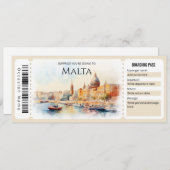 Bewerkbaar Malta Plane Boarding Pass Ticket Kaart (Voorkant / Achterkant)