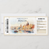 Bewerkbaar Malta Plane Boarding Pass Ticket Kaart (Voorkant)