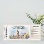 Bewerkbaar Manchester Vliegticket, Engeland Trip Kaart (Staand voorkant)