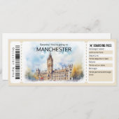 Bewerkbaar Manchester Vliegticket, Engeland Trip Kaart (Voorkant / Achterkant)