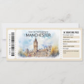 Bewerkbaar Manchester Vliegticket, Engeland Trip Kaart (Voorkant)