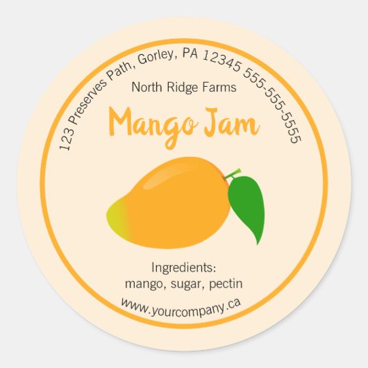 Bewerkbaar Mango Jam Label (Voorkant)