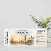 Bewerkbaar Marrakesh Boarding Pass Vliegticket Kaart (Staand voorkant)