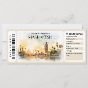 Bewerkbaar Marrakesh Boarding Pass Vliegticket Kaart
