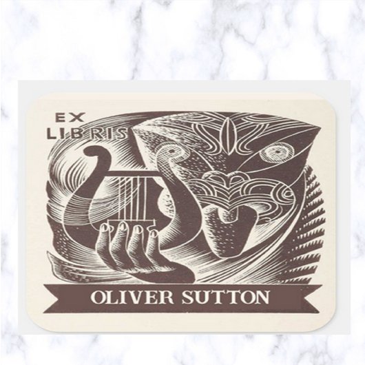 Bewerkbaar  masker en Harp Vierkante Sticker