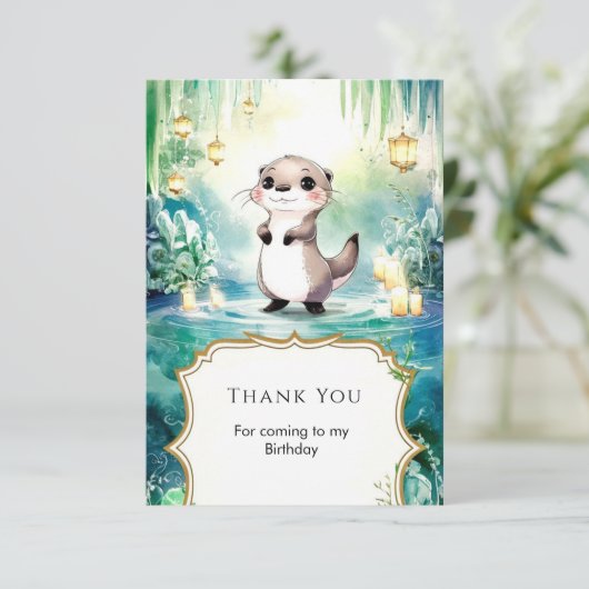 Bewerkbaar Meer Otter Verjaardag Bedankkaart (Staand voorkant)