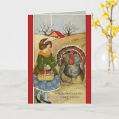 Bewerkbaar  Meisje Appels Turkije Thanksgiving Kaart (Gele Bloem)