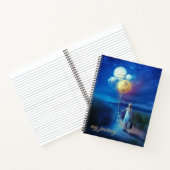 Bewerkbaar meisje met planeetballonnen Mijn reis Notitieboek (Binnen)