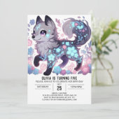 Bewerkbaar Meisje Wolf Digitale Verjaardag Kaart (Staand voorkant)