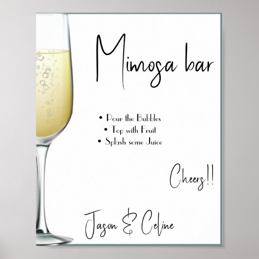 Bewerkbaar Mimosa Bar Bord Afdrukbaar Poster (Voorkant)