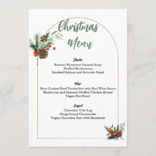 Bewerkbaar minimalistisch kerstmenu menu (Voorkant)
