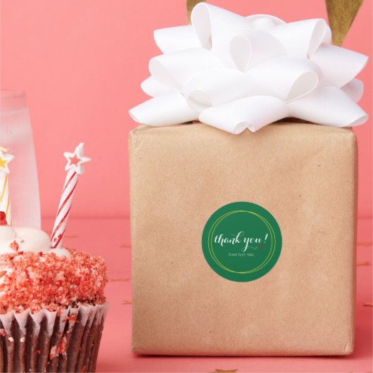 Bewerkbaar Minimalistisch Modern Bedank Script Eme Ronde Sticker (Feest)