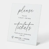 Bewerkbaar Minimalistisch Wedding Receptie Drink T Reclamebord Met Voetstuk (Voorkant)