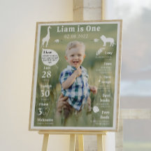 Bewerkbaar Modern 1e Verjaardag Foto Mijlpaal teke