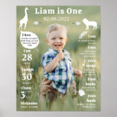 Bewerkbaar Modern 1e Verjaardag Foto Mijlpaal teke Poster (Voorkant)