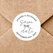 Bewerkbaar Modern Bewaar de datum Bruiloft Aankond Ronde Sticker