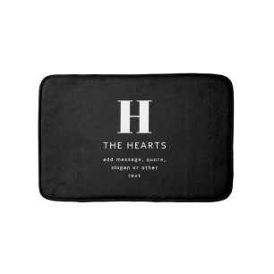 Bewerkbaar Modern Monogram Naam & Bericht   Zwart Badmat