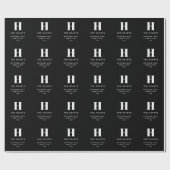 Bewerkbaar modern monogram naam & bericht | Zwart Cadeaupapier (Vlak)