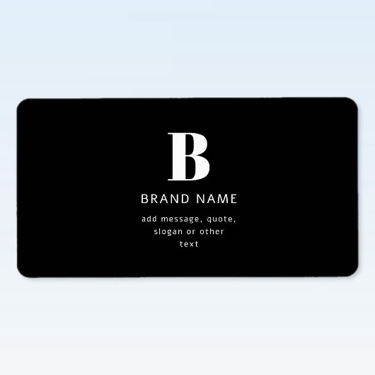 Bewerkbaar Modern Monogram Naam & Bericht | Zwart Etiket