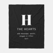 Bewerkbaar Modern Monogram Naam & Bericht | Zwart Fleece Deken (Voorkant)