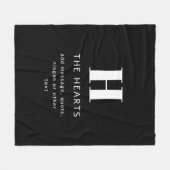 Bewerkbaar Modern Monogram Naam & Bericht | Zwart Fleece Deken (Voorkant (Horizontaal))