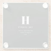 Bewerkbaar modern monogram naam & bericht | Zwart Glazen Onderzetter (Achterkant)