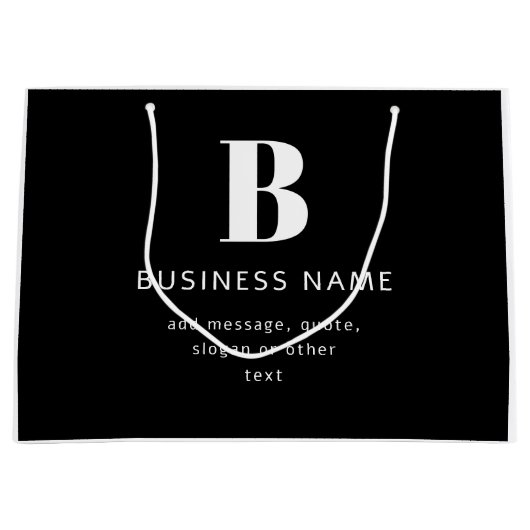 Bewerkbaar modern monogram naam & bericht | Zwart Groot Cadeauzakje (Voorkant)