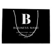 Bewerkbaar modern monogram naam & bericht | Zwart Groot Cadeauzakje (Achterkant)