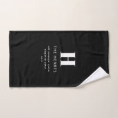 Bewerkbaar Modern Monogram Naam & Bericht | Zwart Handdoek (Handdoek)