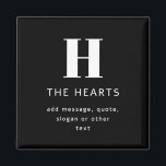 Bewerkbaar Modern Monogram Naam & Bericht | Zwart Magneet<br><div class="desc">Modern aanpasbaar ontwerp,  bewerken zoals je wilt!</div>