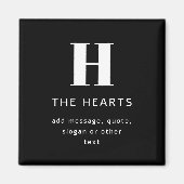 Bewerkbaar Modern Monogram Naam & Bericht | Zwart Magneet (Voorkant)