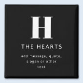 Bewerkbaar modern monogram naam & bericht | Zwart Magneet