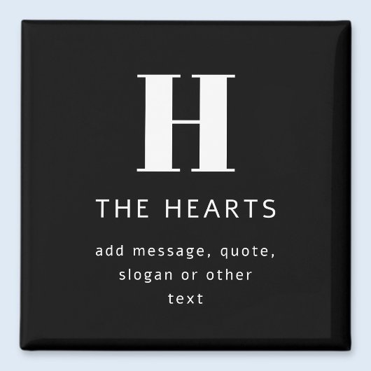 Bewerkbaar modern monogram naam & bericht | Zwart Magneet