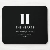 Bewerkbaar Modern Monogram Naam & Bericht | Zwart Muismat (Voorkant)