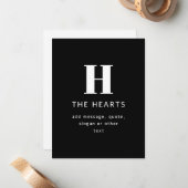 Bewerkbaar Modern Monogram Naam & Bericht | Zwart Notitiekaartje (Voorkant / Achterkant in situ)