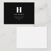 Bewerkbaar Modern Monogram Naam & Bericht | Zwart Notitiekaartje (Voorkant / Achterkant)