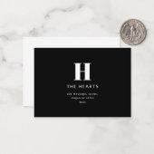 Bewerkbaar Modern Monogram Naam & Bericht | Zwart Notitiekaartje (Voorkant / Achterkant in situ)