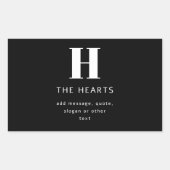 Bewerkbaar modern monogram naam & bericht | Zwart Rechthoekige Sticker (Voorkant)