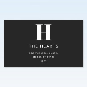 Bewerkbaar modern monogram naam & bericht   Zwart Rechthoekige Sticker