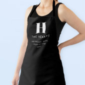 Bewerkbaar Modern Monogram Naam & Bericht | Zwart Schort