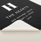 Bewerkbaar Modern Monogram Naam & Bericht | Zwart Sherpa Deken (3/4)