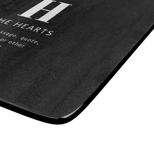 Bewerkbaar Modern Monogram Naam & Bericht | Zwart Snijplank (Hoek)