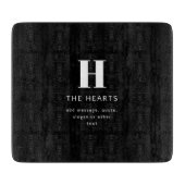 Bewerkbaar Modern Monogram Naam & Bericht | Zwart Snijplank (Voorkant)