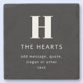 Bewerkbaar modern monogram naam & bericht | Zwart Stenen Onderzetter