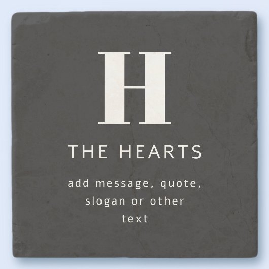 Bewerkbaar modern monogram naam & bericht | Zwart Stenen Onderzetter