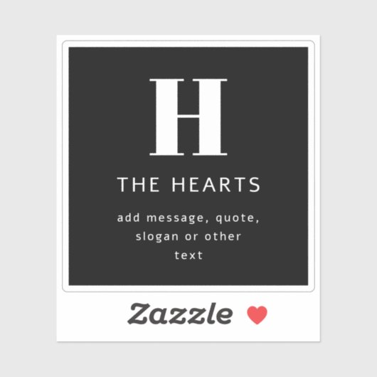 Bewerkbaar Modern Monogram Naam & Bericht | Zwart Sticker (Vel)