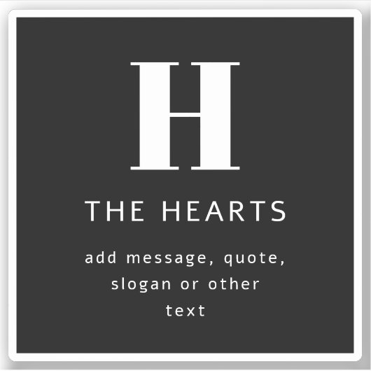 Bewerkbaar Modern Monogram Naam & Bericht | Zwart Sticker (Voorkant)