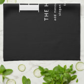 Bewerkbaar Modern Monogram Naam & Bericht | Zwart Theedoek (Gevouwen)