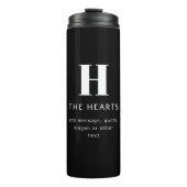 Bewerkbaar Modern Monogram Naam & Bericht | Zwart Thermosbeker (Voorkant)