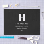 Bewerkbaar Modern Monogram Naam & Bericht | Zwart Tissuepapier (Craft)